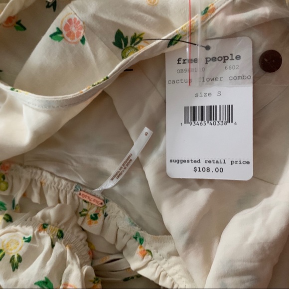 Free People Like A Lady Printed Mini Dress Citrus - Picture 7 of 8